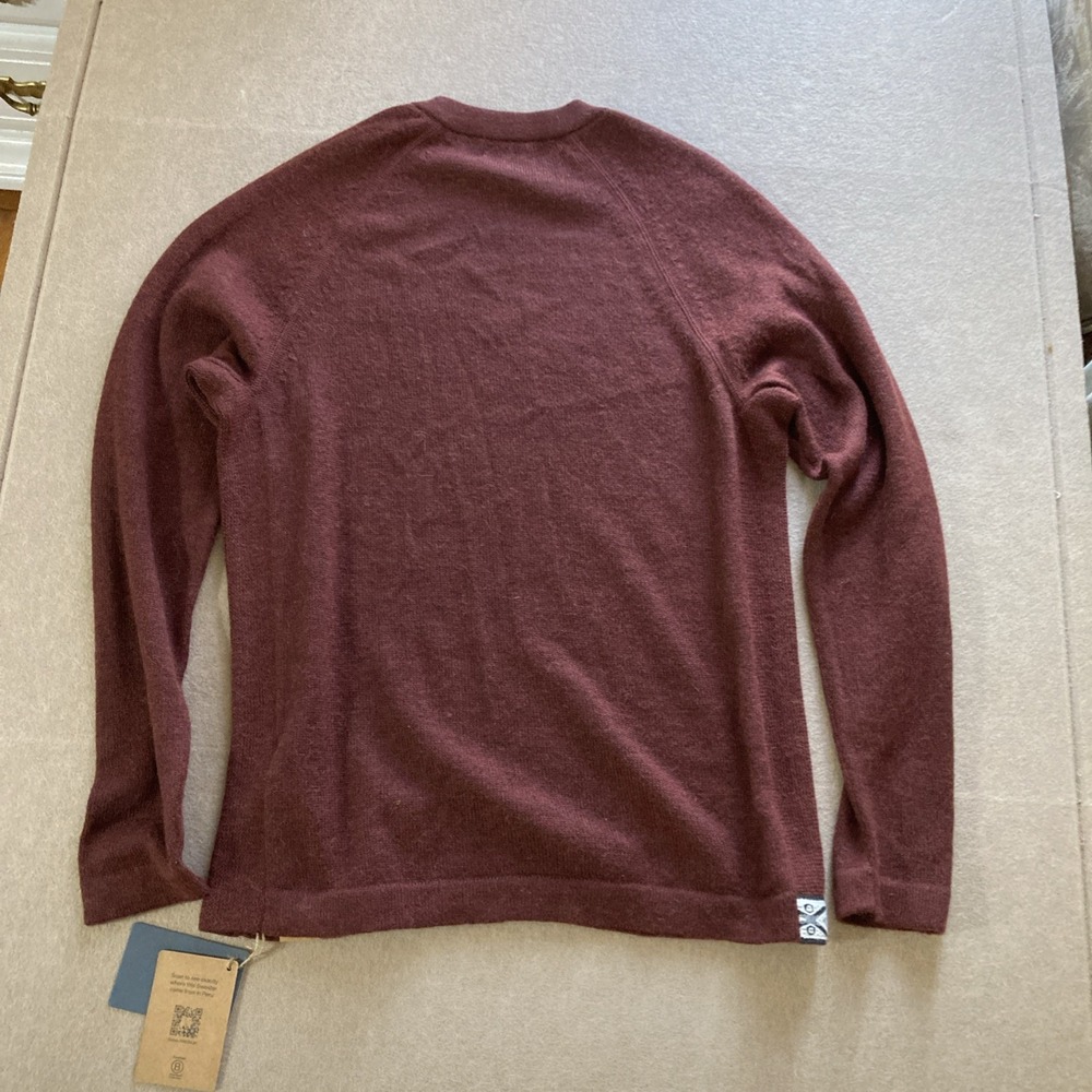 PAKA Original Crew Sweater Men's Sz S New Burgundy Alpaca Blend Handmade - Picture 4 of 11